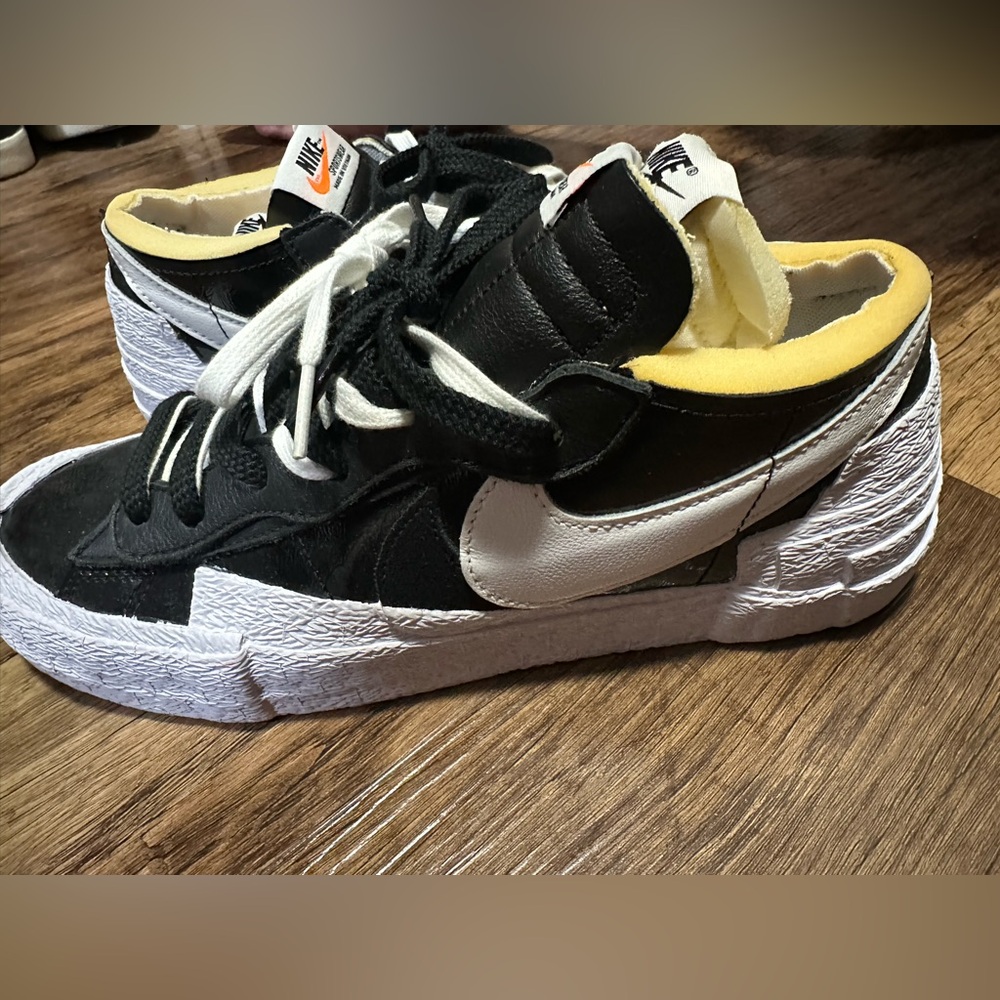 Mens Nike Dunk Low Sacai Black White Sneakers